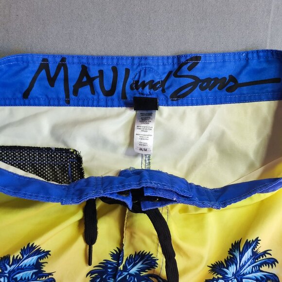 Maui and Sons board shorts men's size M blue with tropical design - Picture 5 of 14